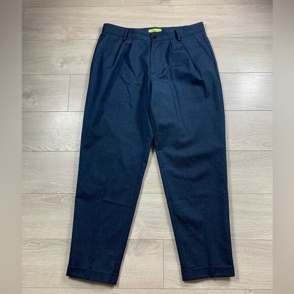 Versace Jeans Blue Wool High Rise Trousers - Picture 1 of 12